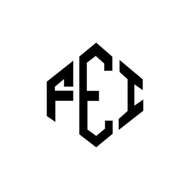 다각형 모양의 FEI 글자 로고 디자인 (FEI 다각형 및 큐브 모양 로고 디자인) FEI 육각형 터 로고 템플릿 (백색과 검은색 FEI 모노그램 비즈니스 및 부동산 로고)