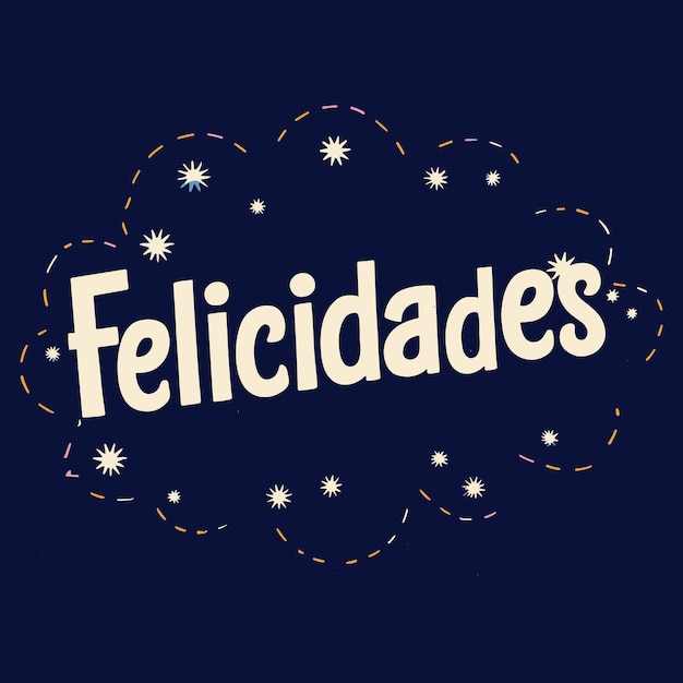 Felicidades на испанском языке Поздравления Текст Каллиграфия Буквы Рукописная векторная иллюстрация