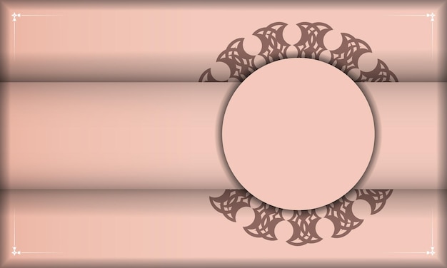 Vector felicitatiefolder in roze kleur met een mandala-patroon voor uw ontwerp