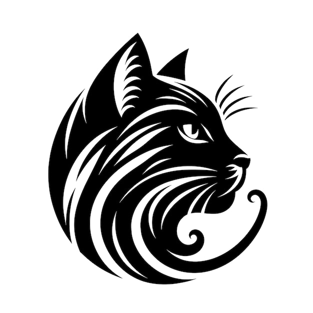 Vettore eleganza felina monocromatica logo del gatto delight