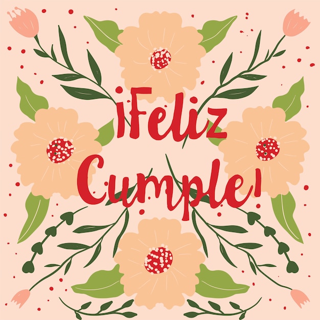 Feliz cumpleグリーティングカード。スペイン語でお誕生日おめでとう