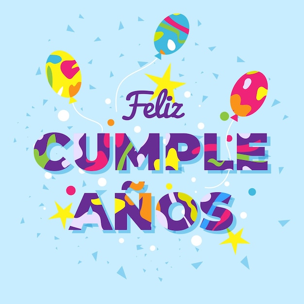 Vector feliz cumpleanos card happy birthday in spanish language