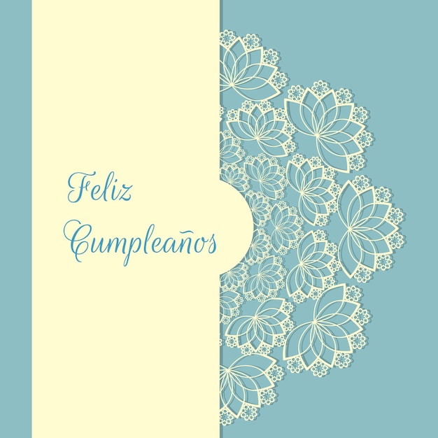 Feliz Cumpleanos Happy Birthday, geschreven in de Spaanse taal, ansichtkaart vintage collage.