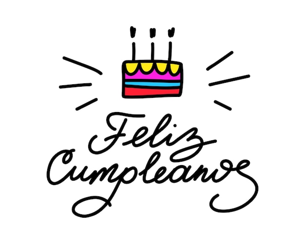 Feliz cumpleanos Happy birthday lettering in Spanish