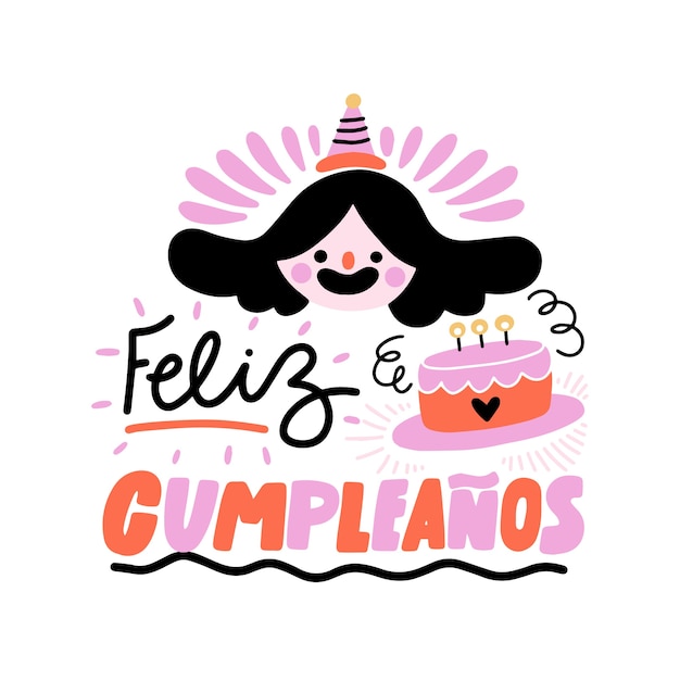 Feliz cumpleaños lettering style