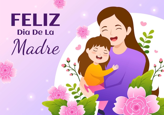 방문 페이지 템플릿에 대한 해피 어머니의 날을 축하하는 Feliz Dia De La Madre 일러스트레이션