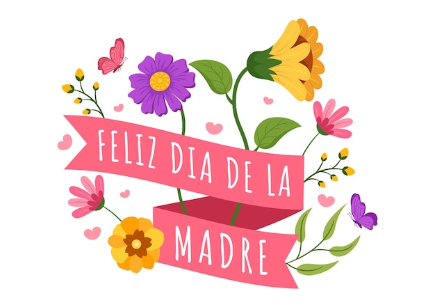 방문 페이지 템플릿에 대한 해피 어머니의 날을 축하하는 Feliz Dia De La Madre 일러스트레이션