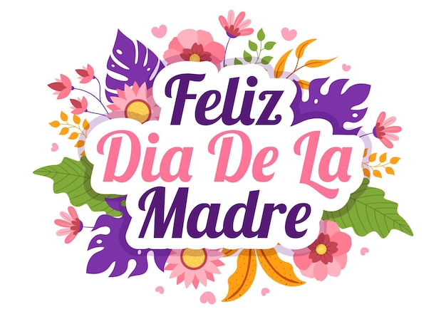 방문 페이지 템플릿에 대한 해피 어머니의 날을 축하하는 Feliz Dia De La Madre 일러스트레이션