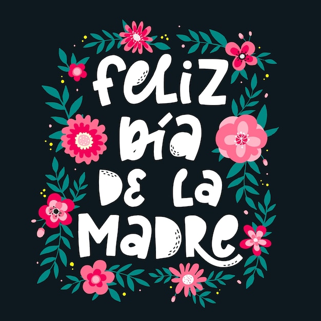 Vector feliz dia de la madre lettering quote in spanish