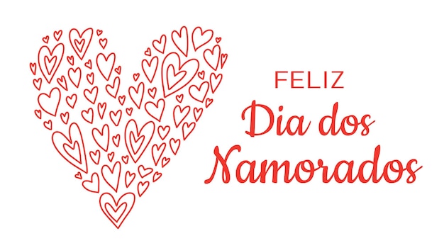 Feliz Dia Dos Namorados 포르투갈어 발렌타인 데이 축제 배너 텍스트