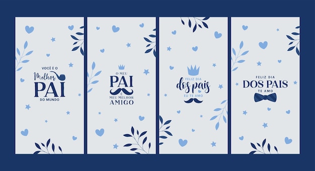 feliz dia dos pais conjunto de banners stories