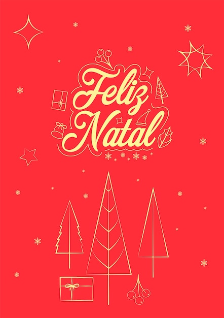 Vettore feliz natal minimal poster pulito