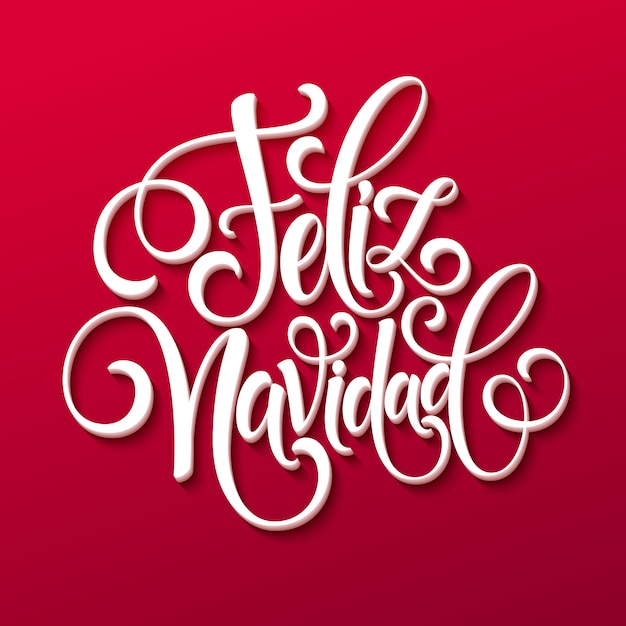 Vector feliz navidad hand lettering decoration text for greeting card template.