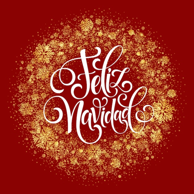 Feliz navidad hand lettering decoration text for greeting card template.