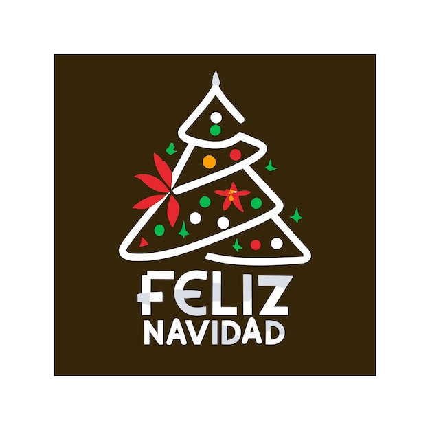 Feliz Navidadの文字 クリスマスツリー 冬のTシャツ デザインベクトルイラスト AI生成