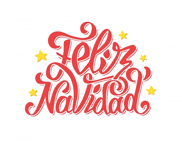 Feliz navidad lettering. Merry Christmas greetings