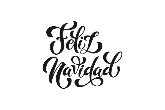 스페인어 Feliz Navidad Merry Christmas 계절 인사를 위한 스티커에 있는 현대 캘리그라피 글자