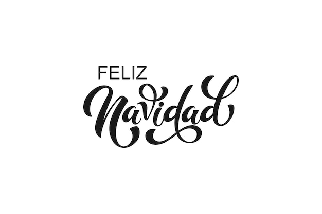 Feliz Navidad spanish Merry Christmas Modern calligraphy lettering on sticker for season greetings