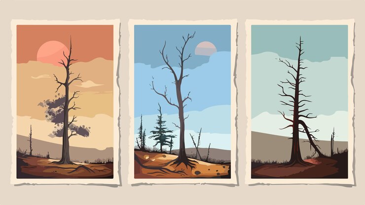 Vector felled trees landscape collection dead nature scenery