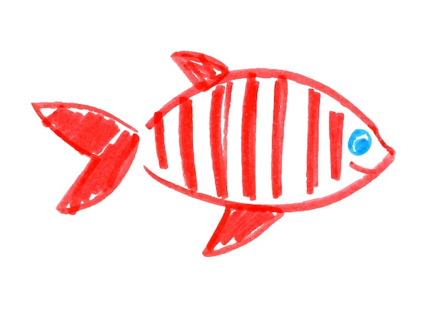 Felt pen childlike drawing of fish