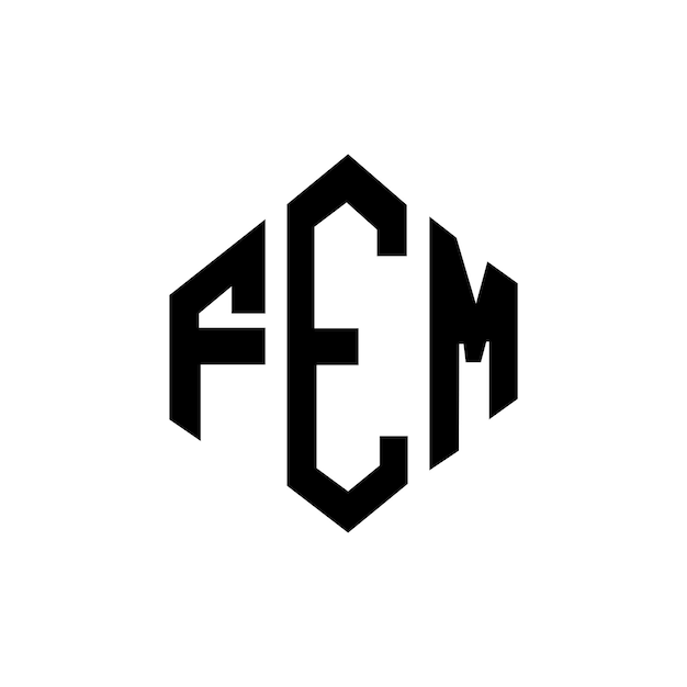ベクトル フォーマット・ロゴ・デザイン: fem フォーム: fem ポリゴン・フォーム フォーマート・ロゴ フォーマト・ロゴ: fem ヘクサゴン フォーマットは fem ホワイト・ブラック・カラー モノグラム ビジネス・ロゴ