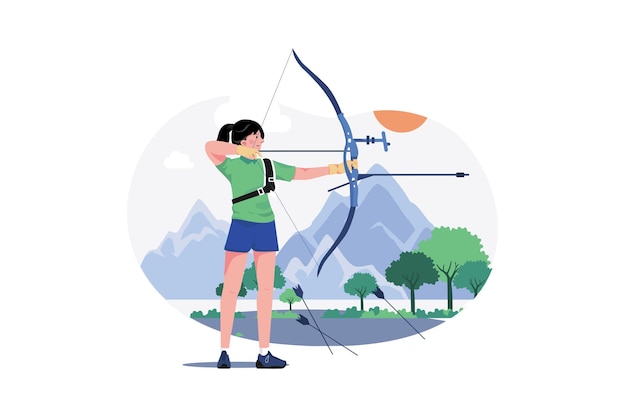 Vector female archer character illustration concept