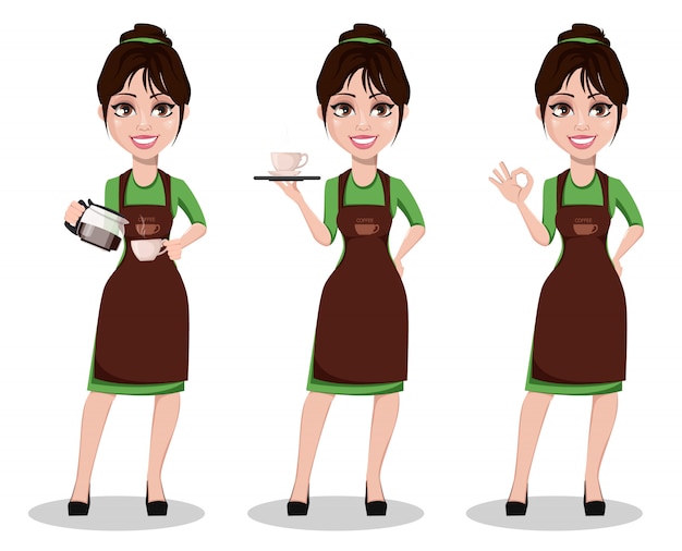 Female barista in professional uniform