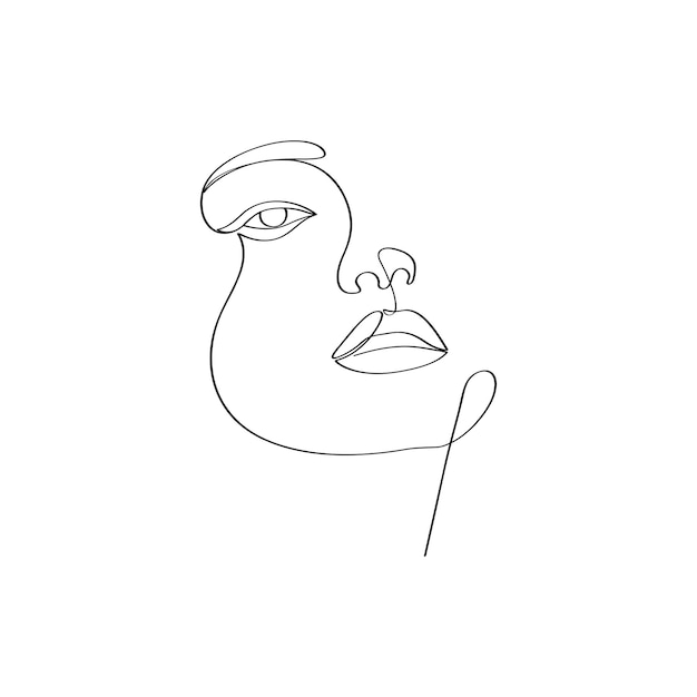 Female beauty face minimalist continues line drawing