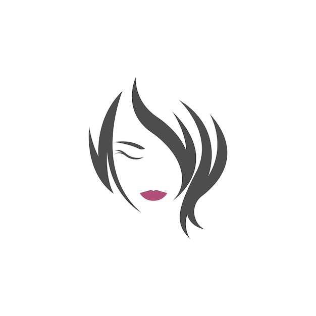 Female beauty hair logo illustration