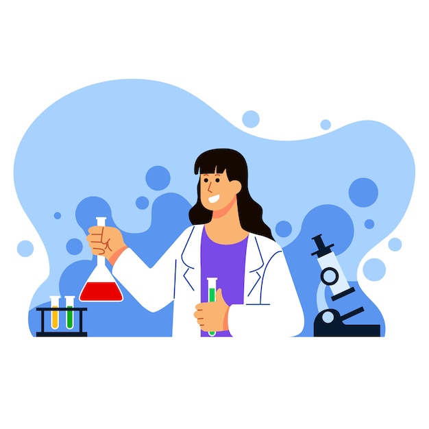 Female Biology Scientist Character Illustration