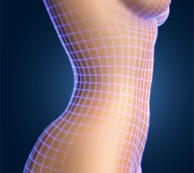 female body on color background. photo realistic mesh