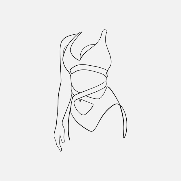 Vector female body design in bikini for summer line art style