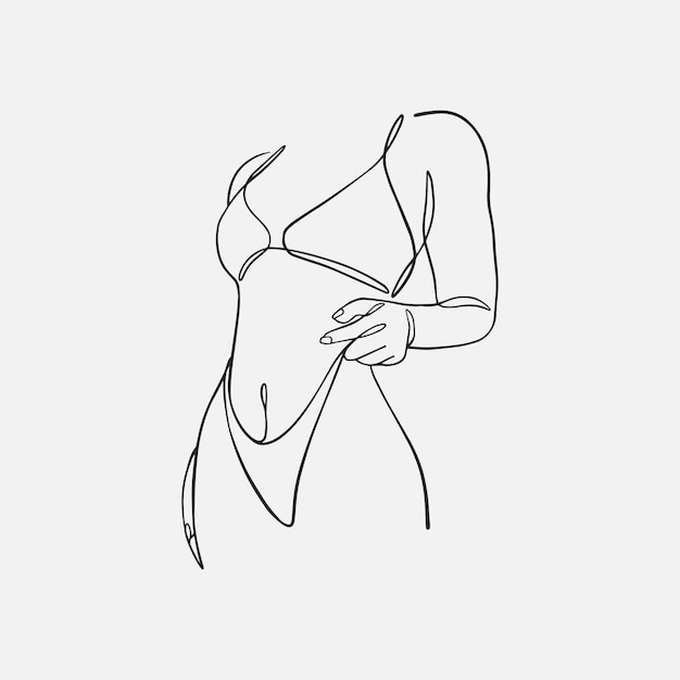 Vector female body design in bikini for summer line art style