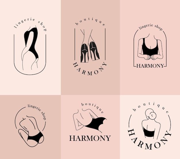 Set Logos Design Lingerie Shop Logotype Stock Vector (Royalty Free