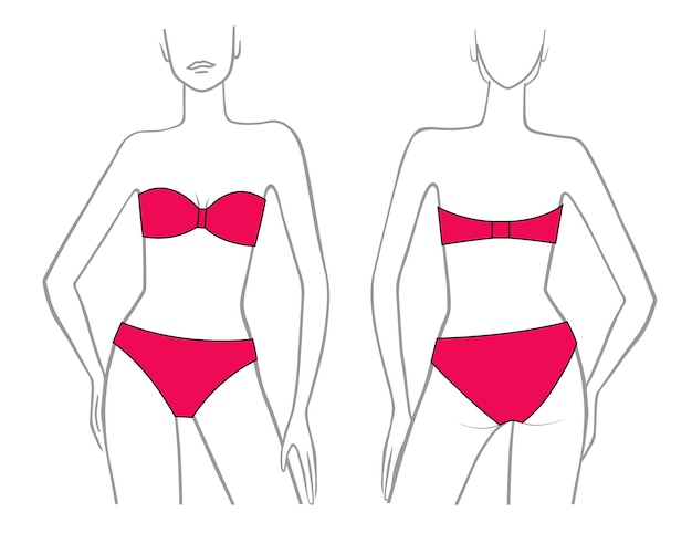 female body shapes in a red swimsuit