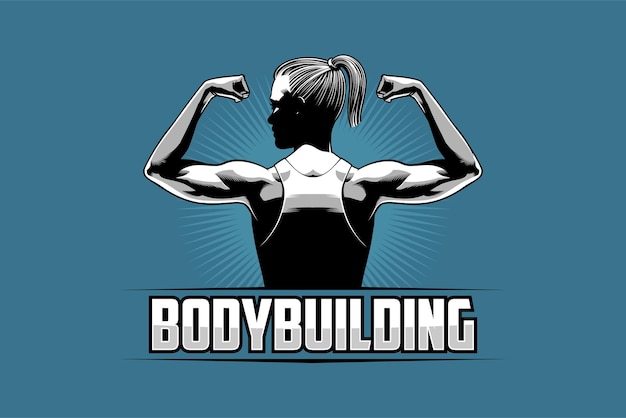 Vettore bodybuilder femminile che mostra braccia e muscoli della schiena