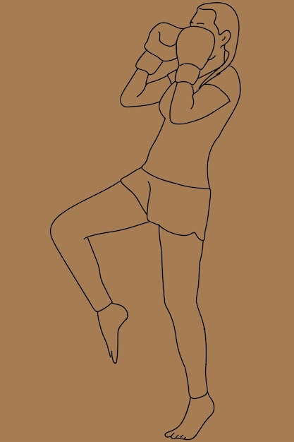 Female boxer line art