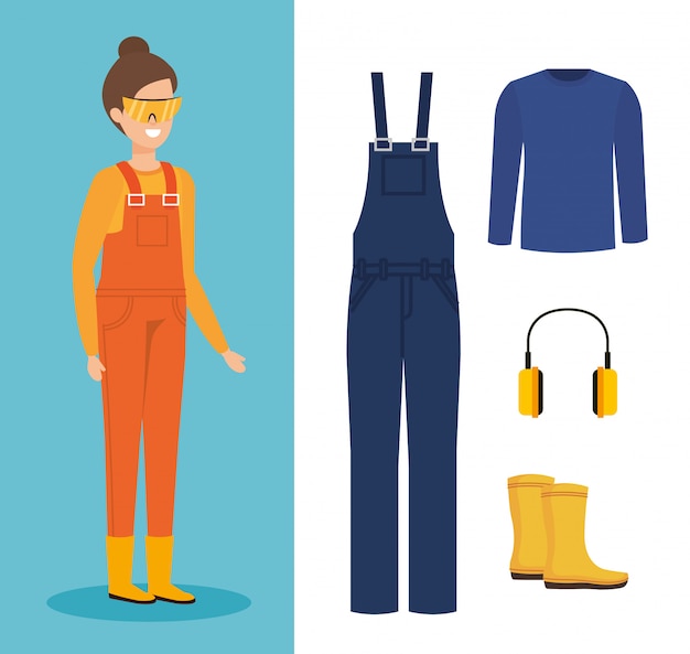 Vector female builder with equipment