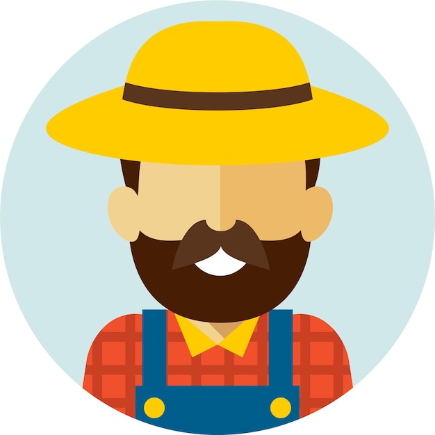 Female Builder in Work Overalls and Helmet Round Icon Avatar Portrait Face in Flat Style