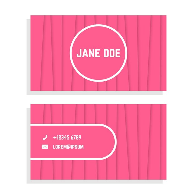 Female business card with pink stripes. concept of businesslike ceremony, flyer, visual identity, visiting card. isolated on white background. flat style trend modern logo design vector illustration