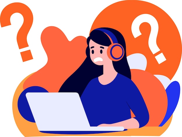 Vector female call center in flat style isolated on background