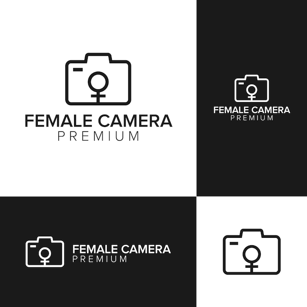 Modello di vettore dell'icona del logo della fotocamera femminile