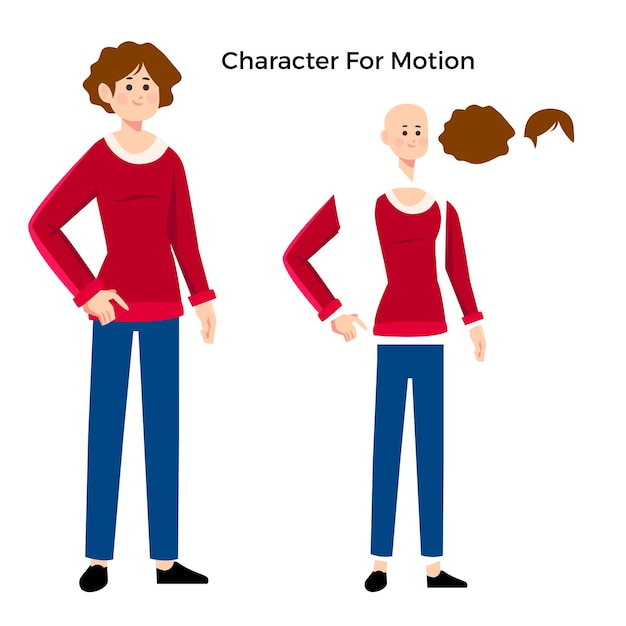 Female cartoon character for motion design