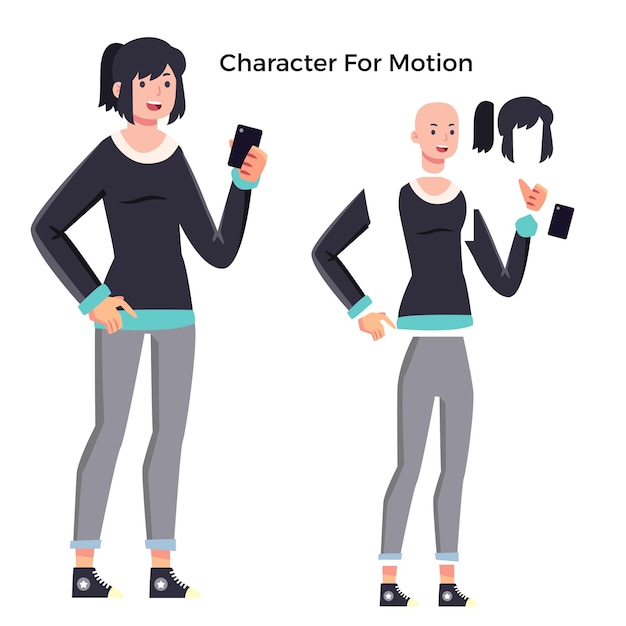 Vector female cartoon character for motion design