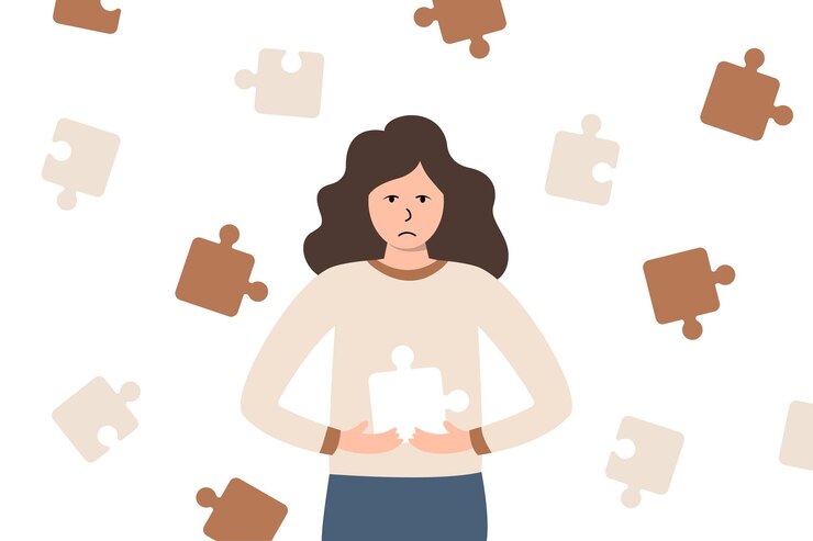 Vector female character depression stress something seems to be missing inside