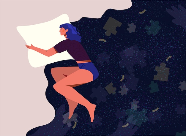 Vector female character in dream abstract concept