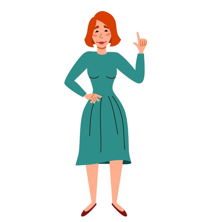 Vector a female character in a dress skinny european girl in full height