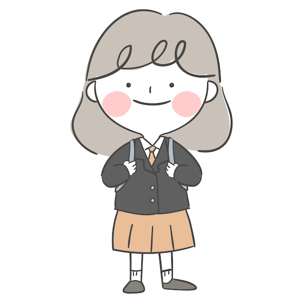 学生服を着た女性キャラクター