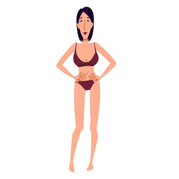 Vector a female character in a swimsuit a thin european girl in full growth