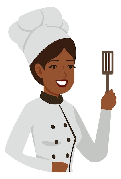 Vector female chef cartoon character professional cooking woman